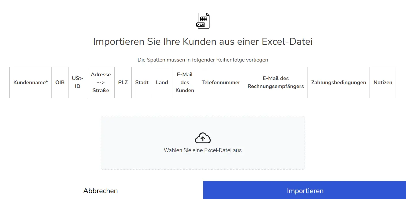 Excel-Import-Kunden