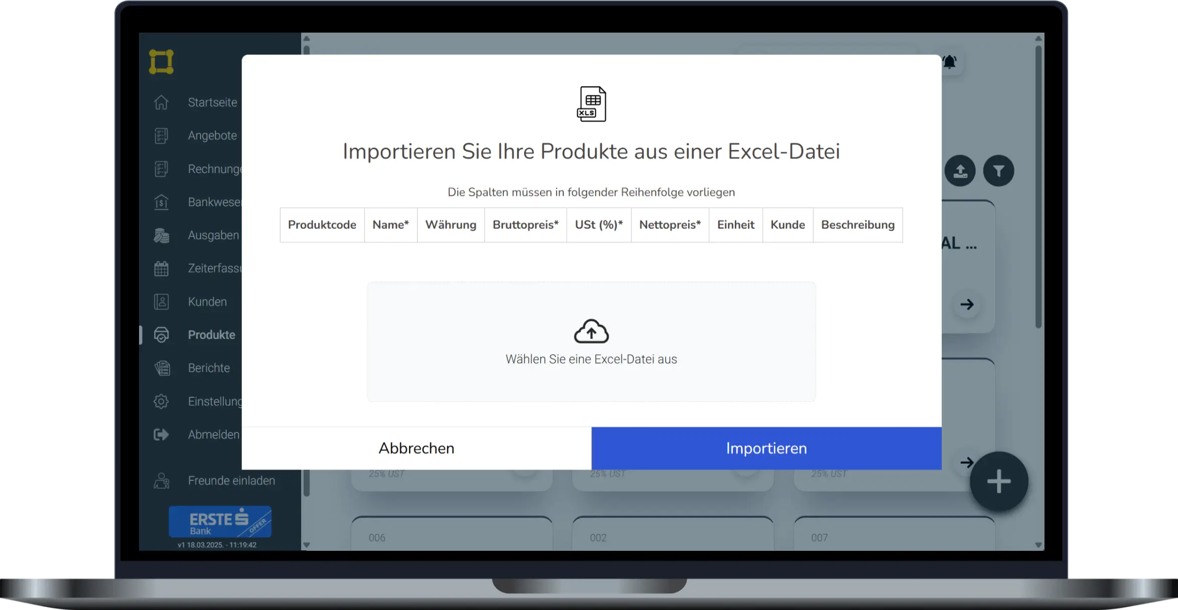 Excel importieren