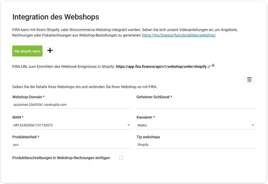 Shopify-Webshop-Einstellungen