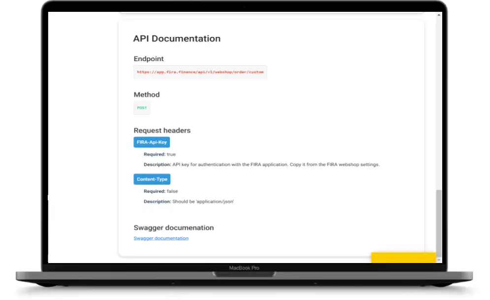 webshop api FIRA